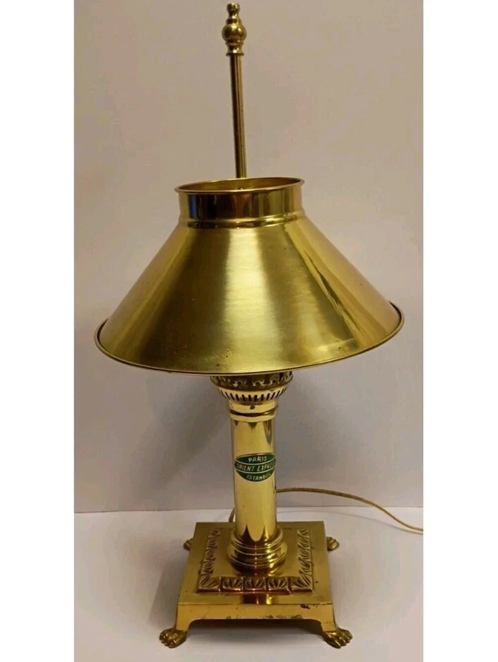 Vintage Paris Orient Express Istanbul Brass Adjustable Table Lamp 51cm-Works!-